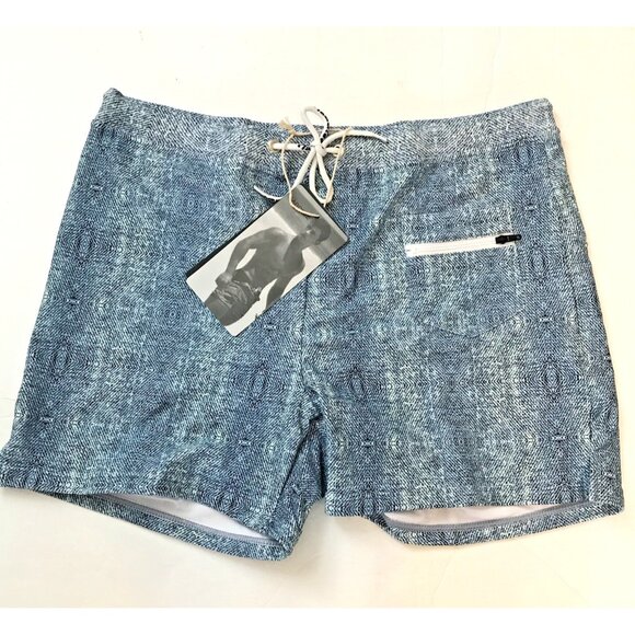 New Taddlee Swimsuits Trunks Mens M Blue Swim Boxer Trunks Square Cut Board - Picture 1 of 8